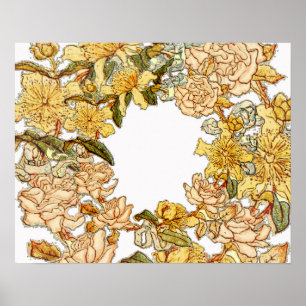 Floral Spring Wreath Flower Pink Flowers Art Poster