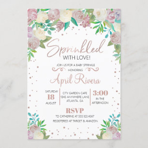 Floral Sprinkled With Love Baby Shower Invitation