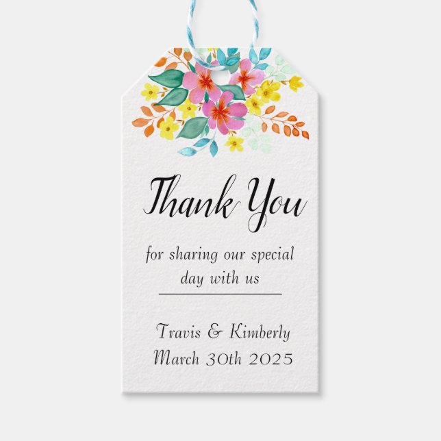 Floral Spritz Wedding Favour Tag (Front)