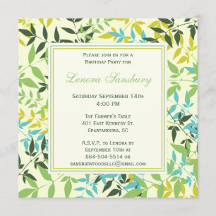 Floral Square Birthday Party Invitation