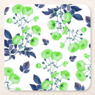 Floral square paper coaster