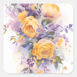 Floral square sticker