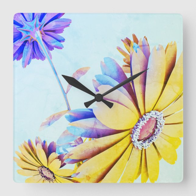 Floral Square Wall Clock (Front)
