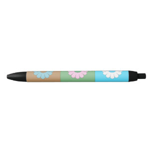 Floral squares pattern      black ink pen