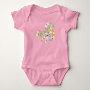 Floral Squirrel Flowers Pretty Animal Baby Bodysuit