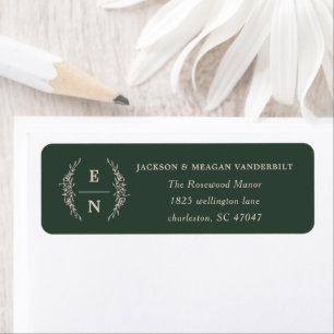 Floral Stacked Initials Monogram Return Address Label