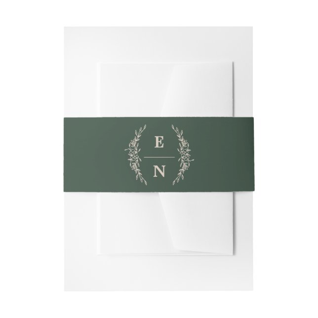 Floral Stacked Initials Monogram Wedding  Invitation Belly Band (Front Example)