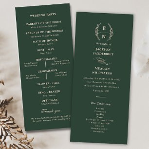 Floral Stacked Monogram Initials Wedding Program
