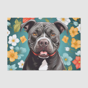 Floral Staffordshire Bull Terrier Tissue Paper