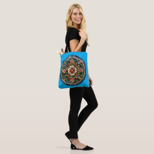 Floral Stain Glass Style Tote Bag