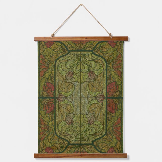 Floral Stained Glass Art Design  Hanging Tapestry (Front)