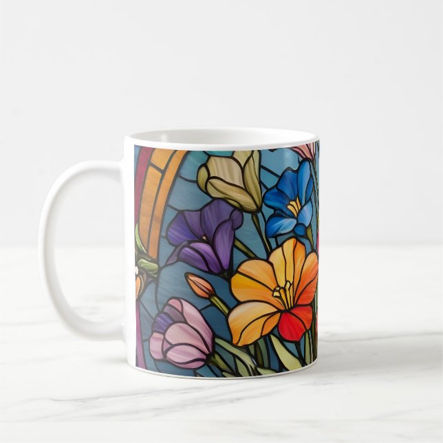 Floral stained glass coffee mug (Left)
