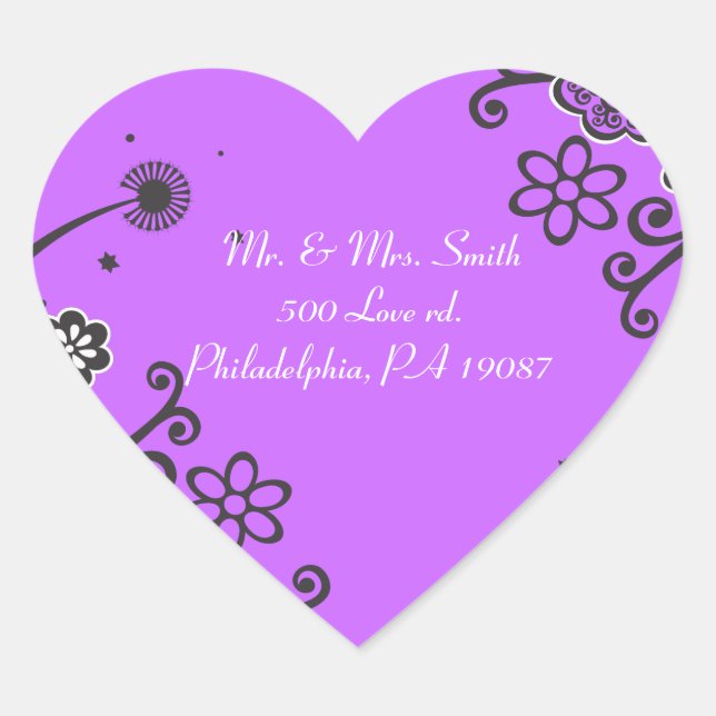 Floral Star Jewish Baby Naming Thank You Card Heart Sticker (Front)