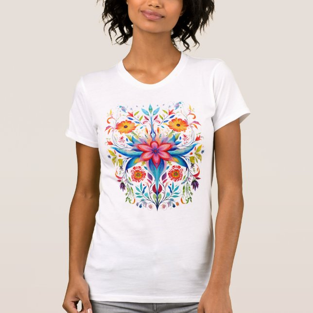 "Floral Star Women's Slim Tee" T-Shirt (Front)