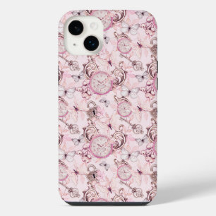 Floral Steampunk Clockwork - Cherry Blossoms iPhone 14 Plus Case