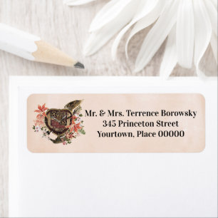 Floral Steampunk Flying Heart Return Address Label