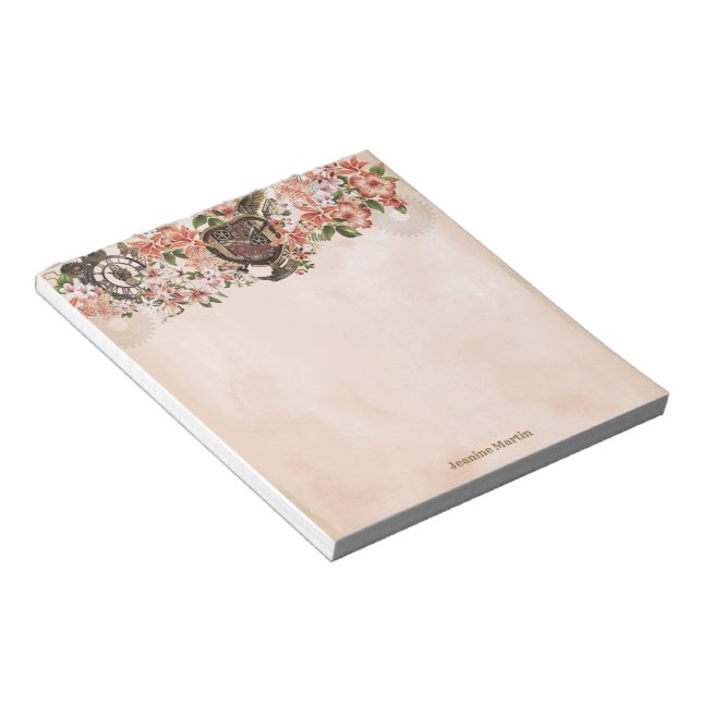 Floral Steampunk Wedding Special Occasion Notepad (Angled)