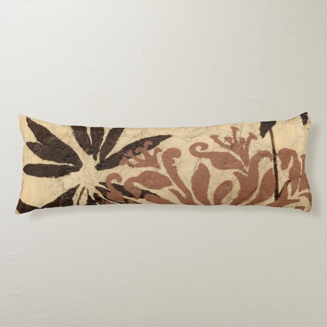 Floral Stencil Design with Tawny Leaves Body Cushion (Front)