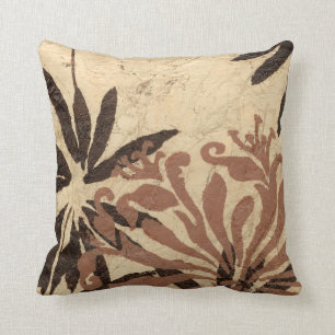 Floral Stencil Design with Tawny Leaves Cushion