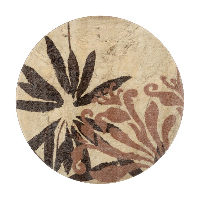 Floral Stencil Design with Tawny Leaves Cutting Board (Front)