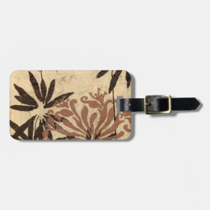 Floral Stencil Design with Tawny Leaves Luggage Tag