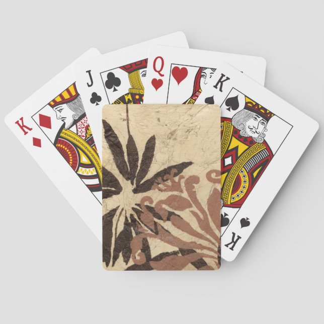 Floral Stencil Design with Tawny Leaves Playing Cards (Back)