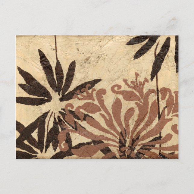 Floral Stencil Design with Tawny Leaves Postcard (Front)