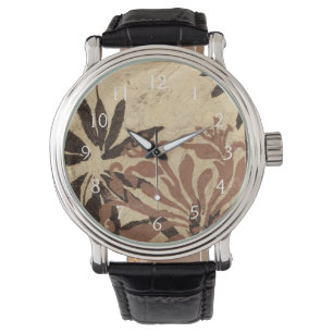 Floral Stencil Design with Tawny Leaves Watch