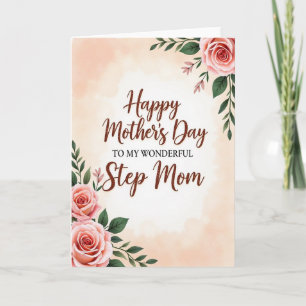 Floral Step Mum Day Wishes Card