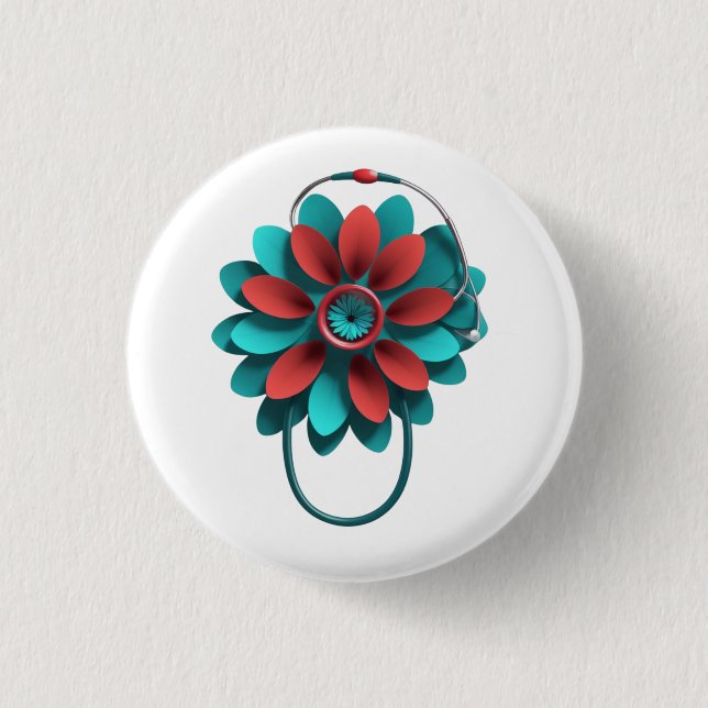 Floral Stethoscope Design – Unique Medical & Healt 3 Cm Round Badge (Front)
