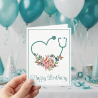 Floral Stethoscope Heart Nurse Doctor Birthday