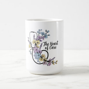 Floral Stethoscope Heart of Care Nurse Doctor Gift Coffee Mug