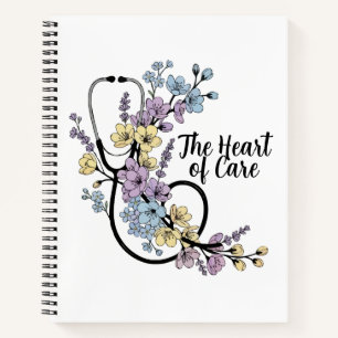 Floral Stethoscope Heart of Care Nurse Doctor Gift Notebook