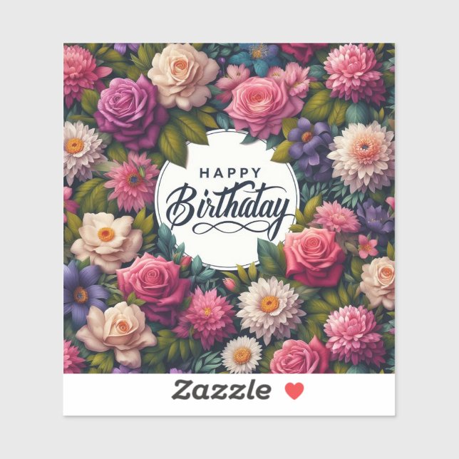 Floral sticker : happy birthday (Sheet)