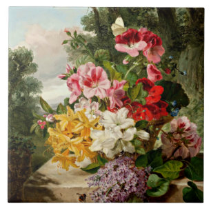 Floral Still Life, fine art painting, Ceramic Tile