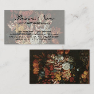Floral Still Life Flowers in Vase, Vintage Baroque Business Card