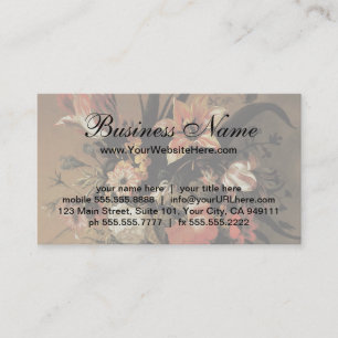 Floral Still Life Flowers in Vase, Vintage Baroque Business Card