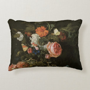 Floral Still Life Flowers in Vase, Vintage Baroque Decorative Cushion