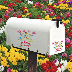 Floral stitch mailbox sticker