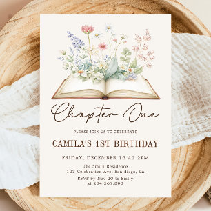 Floral Storybook A New Chapter Birthday Invitation