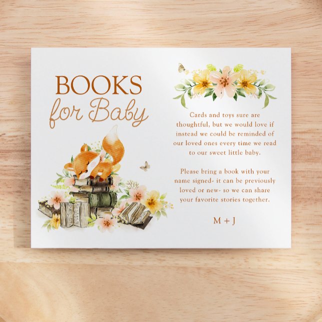 Floral Storybook Fox Baby Shower Book Request Enclosure Card (Creator Uploaded)
