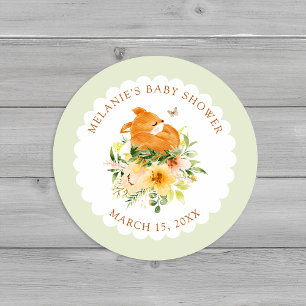 Floral Storybook Fox Baby Shower Envelope Seals