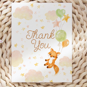 Floral Storybook Fox Baby Shower Thank You Card