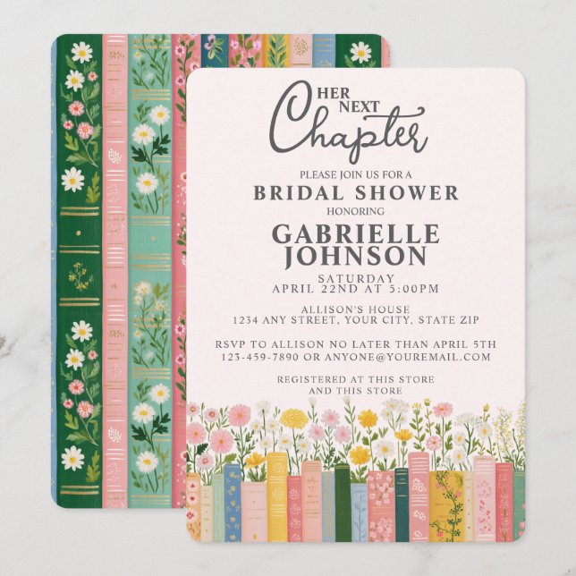 Floral Storybook Her Next Chapter Bridal Shower  Invitation (Front/Back)