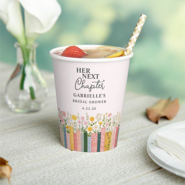 Floral Storybook Her Next Chapter Bridal Shower  Paper Cups (Insitu)