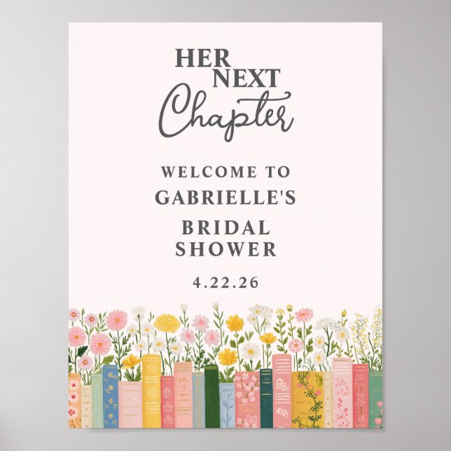 Floral Storybook Her Next Chapter Bridal Shower  Poster (Front)