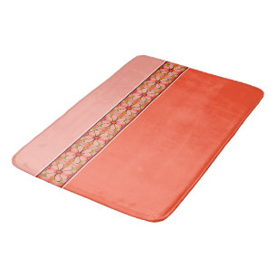 Floral Stripe Accented Design Bath Mat