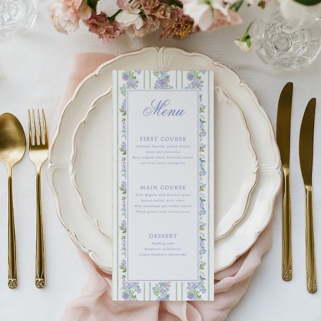 Floral Stripe Cottage Wedding Menu (Creator Uploaded)