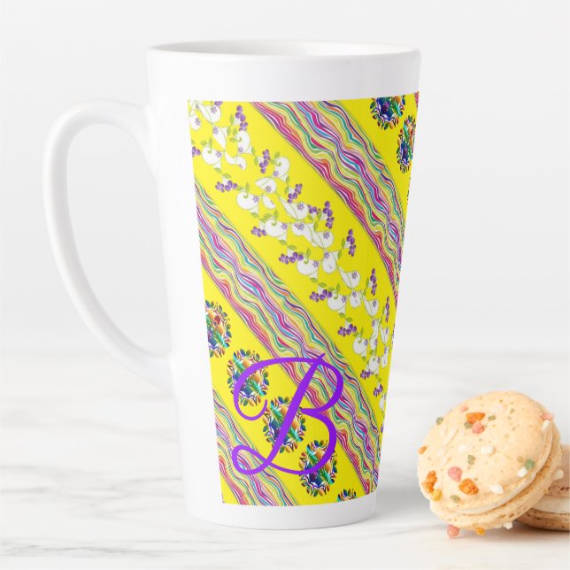 Floral Stripe Latte Mug (In Situ)