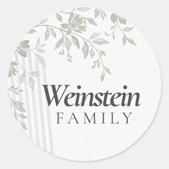 Floral Stripe Leaf Purim Sticker (Front)